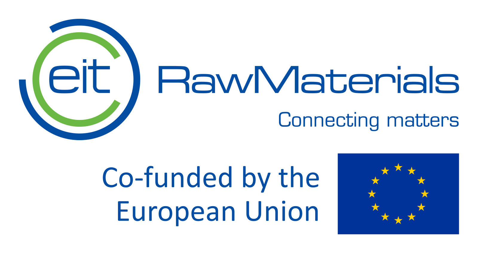 eit RawMaterials logo with EU flag, connecting matters, Co-founded by the European Union